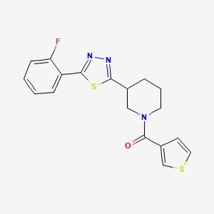 (3-(5-(2-Fluorophenyl)-1,3,4-thiadiazol-2-yl)piperidin-1-yl)(thiophen-3-yl)methanone