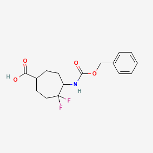 molecular formula C16H19F2NO4 B2547693 4,4-Difluoro-5-(phenylmethoxycarbonylamino)cycloheptane-1-carboxylic acid CAS No. 2287272-22-2