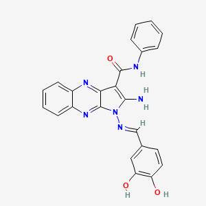 (E)-2-amino-1-((3,4-dihydroxybenzylidene)amino)-N-phenyl-1H-pyrrolo[2,3-b]quinoxaline-3-carboxamide