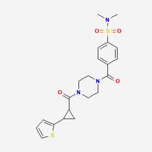 N,N-dimethyl-4-(4-(2-(thiophen-2-yl)cyclopropanecarbonyl)piperazine-1-carbonyl)benzenesulfonamide