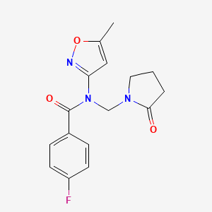 4-fluoro-N-(5-methylisoxazol-3-yl)-N-((2-oxopyrrolidin-1-yl)methyl)benzamide