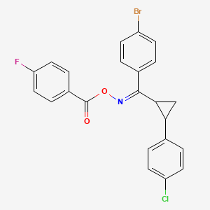 molecular formula C23H16BrClFNO2 B2547732 (Z)-[(4-bromophenyl)[2-(4-chlorophenyl)cyclopropyl]methylidene]amino 4-fluorobenzoate CAS No. 338415-62-6