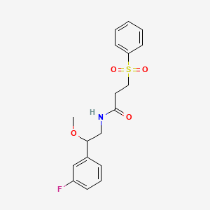 molecular formula C18H20FNO4S B2547746 3-(benzenesulfonyl)-N-[2-(3-fluorophenyl)-2-methoxyethyl]propanamide CAS No. 1705845-79-9