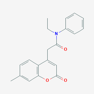 molecular formula C20H19NO3 B2547782 N-ethyl-2-(7-methyl-2-oxo-2H-chromen-4-yl)-N-phenylacetamide CAS No. 919856-17-0