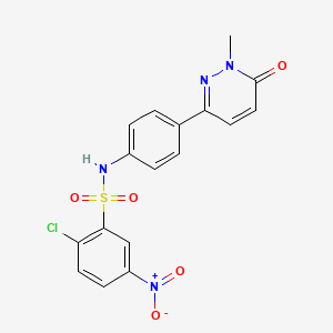 2-chloro-N-(4-(1-methyl-6-oxo-1,6-dihydropyridazin-3-yl)phenyl)-5-nitrobenzenesulfonamide