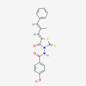 4-hydroxy-N-((Z)-5-((E)-2-methyl-3-phenylallylidene)-4-oxo-2-thioxothiazolidin-3-yl)benzamide