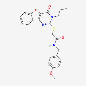 molecular formula C23H23N3O4S B2547912 N-(4-methoxybenzyl)-2-[(4-oxo-3-propyl-3,4-dihydro[1]benzofuro[3,2-d]pyrimidin-2-yl)sulfanyl]acetamide CAS No. 899756-27-5