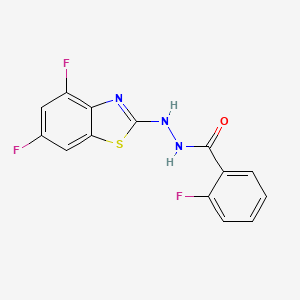 molecular formula C14H8F3N3OS B2547917 N'-(4,6-difluorobenzo[d]thiazol-2-yl)-2-fluorobenzohydrazide CAS No. 851988-44-8