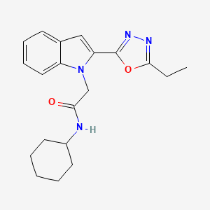 molecular formula C20H24N4O2 B2547971 N-cyclohexyl-2-[2-(5-ethyl-1,3,4-oxadiazol-2-yl)-1H-indol-1-yl]acetamide CAS No. 946231-74-9