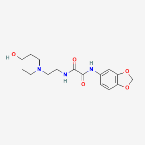 molecular formula C16H21N3O5 B2547981 N-(2H-1,3-benzodioxol-5-yl)-N'-[2-(4-hydroxypiperidin-1-yl)ethyl]ethanediamide CAS No. 1797059-72-3