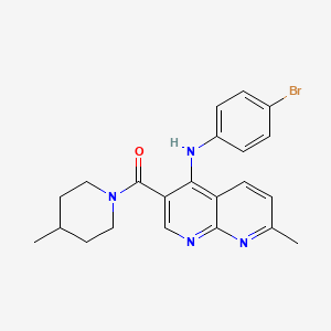 (4-((4-Bromophenyl)amino)-7-methyl-1,8-naphthyridin-3-yl)(4-methylpiperidin-1-yl)methanone