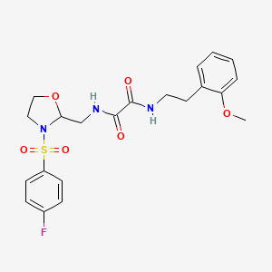 molecular formula C21H24FN3O6S B2548003 N1-((3-((4-fluorophenyl)sulfonyl)oxazolidin-2-yl)methyl)-N2-(2-methoxyphenethyl)oxalamide CAS No. 868981-21-9