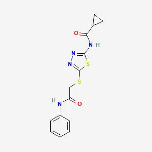 N-(5-((2-oxo-2-(phenylamino)ethyl)thio)-1,3,4-thiadiazol-2-yl)cyclopropanecarboxamide
