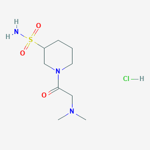 molecular formula C9H20ClN3O3S B2548044 1-[2-(Dimethylamino)acetyl]piperidine-3-sulfonamide hydrochloride CAS No. 2126160-14-1