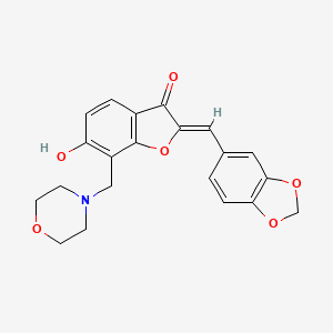molecular formula C21H19NO6 B2548092 (Z)-2-(benzo[d][1,3]dioxol-5-ylmethylene)-6-hydroxy-7-(morpholinomethyl)benzofuran-3(2H)-one CAS No. 900272-30-2