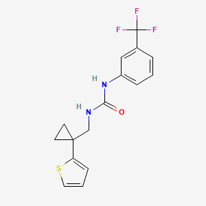 molecular formula C16H15F3N2OS B2548097 1-((1-(Thiophen-2-yl)cyclopropyl)methyl)-3-(3-(trifluoromethyl)phenyl)urea CAS No. 1207002-23-0