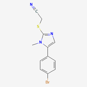molecular formula C12H10BrN3S B2548099 2-((5-(4-bromophenyl)-1-methyl-1H-imidazol-2-yl)thio)acetonitrile CAS No. 1207038-55-8