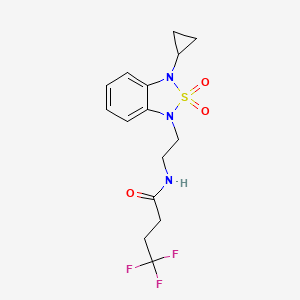 molecular formula C15H18F3N3O3S B2548103 N-[2-(3-cyclopropyl-2,2-dioxo-1,3-dihydro-2lambda6,1,3-benzothiadiazol-1-yl)ethyl]-4,4,4-trifluorobutanamide CAS No. 2097866-76-5
