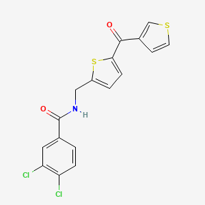 B2548163 3,4-dichloro-N-((5-(thiophene-3-carbonyl)thiophen-2-yl)methyl)benzamide CAS No. 1797958-09-8