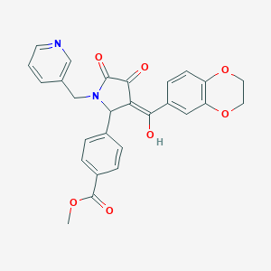 molecular formula C27H22N2O7 B254819 methyl 4-[3-(2,3-dihydro-1,4-benzodioxine-6-carbonyl)-4-hydroxy-5-oxo-1-[(pyridin-3-yl)methyl]-2,5-dihydro-1H-pyrrol-2-yl]benzoate 