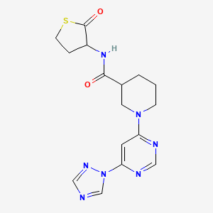 molecular formula C16H19N7O2S B2548220 N-(2-oxothiolan-3-yl)-1-[6-(1H-1,2,4-triazol-1-yl)pyrimidin-4-yl]piperidine-3-carboxamide CAS No. 1797357-13-1