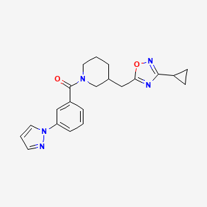 (3-(1H-pyrazol-1-yl)phenyl)(3-((3-cyclopropyl-1,2,4-oxadiazol-5-yl)methyl)piperidin-1-yl)methanone