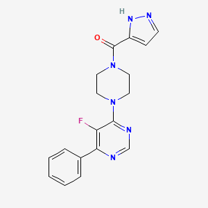 [4-(5-Fluoro-6-phenylpyrimidin-4-yl)piperazin-1-yl]-(1H-pyrazol-5-yl)methanone