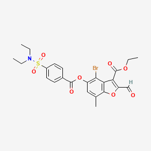 molecular formula C24H24BrNO8S B2548243 ethyl 4-bromo-5-[4-(diethylsulfamoyl)benzoyloxy]-2-formyl-7-methyl-1-benzofuran-3-carboxylate CAS No. 391219-76-4