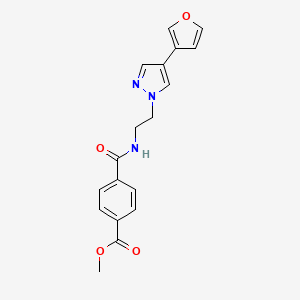 molecular formula C18H17N3O4 B2548275 methyl 4-((2-(4-(furan-3-yl)-1H-pyrazol-1-yl)ethyl)carbamoyl)benzoate CAS No. 2034288-73-6