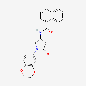 molecular formula C23H20N2O4 B2548276 N-[1-(2,3-dihydro-1,4-benzodioxin-6-yl)-5-oxopyrrolidin-3-yl]naphthalene-1-carboxamide CAS No. 896305-31-0
