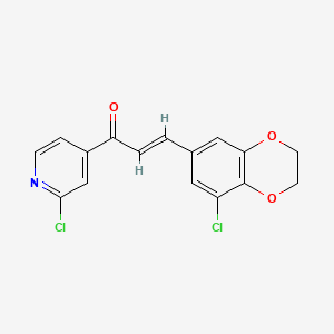 molecular formula C16H11Cl2NO3 B2548278 (E)-3-(5-Chloro-2,3-dihydro-1,4-benzodioxin-7-yl)-1-(2-chloropyridin-4-yl)prop-2-en-1-one CAS No. 1445771-04-9