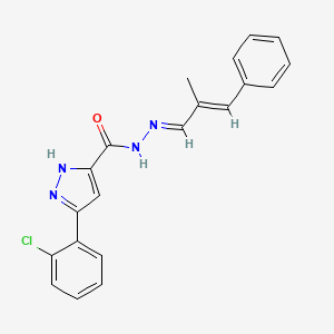 (E)-3-(2-chlorophenyl)-N'-((E)-2-methyl-3-phenylallylidene)-1H-pyrazole-5-carbohydrazide