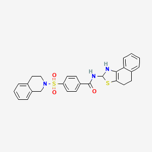 molecular formula C27H25N3O3S2 B2548308 4-((3,4-dihydroisoquinolin-2(1H)-yl)sulfonyl)-N-(1,2,4,5-tetrahydronaphtho[1,2-d]thiazol-2-yl)benzamide CAS No. 391876-47-4