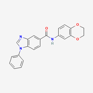 molecular formula C22H17N3O3 B2548348 N-(2,3-dihydro-1,4-benzodioxin-6-yl)-1-phenyl-1H-1,3-benzodiazole-5-carboxamide CAS No. 1203216-14-1