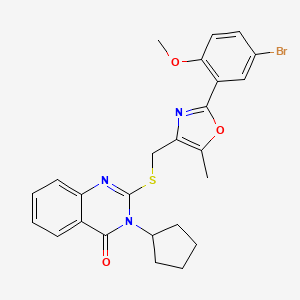 2-(((2-(5-bromo-2-methoxyphenyl)-5-methyloxazol-4-yl)methyl)thio)-3-cyclopentylquinazolin-4(3H)-one