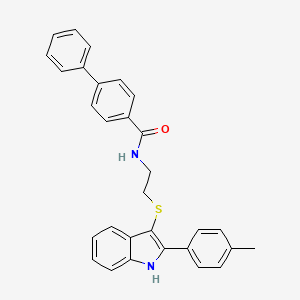 N-(2-((2-(p-tolyl)-1H-indol-3-yl)thio)ethyl)-[1,1'-biphenyl]-4-carboxamide
