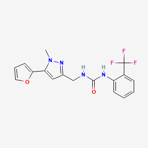 molecular formula C17H15F3N4O2 B2548451 1-((5-(furan-2-yl)-1-methyl-1H-pyrazol-3-yl)methyl)-3-(2-(trifluoromethyl)phenyl)urea CAS No. 1421468-71-4