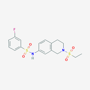 molecular formula C17H19FN2O4S2 B2548470 N-(2-(ethylsulfonyl)-1,2,3,4-tetrahydroisoquinolin-7-yl)-3-fluorobenzenesulfonamide CAS No. 954702-52-4