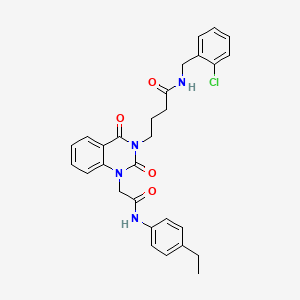 molecular formula C29H29ClN4O4 B2548486 N-[(2-CHLOROPHENYL)METHYL]-4-(1-{[(4-ETHYLPHENYL)CARBAMOYL]METHYL}-2,4-DIOXO-1,2,3,4-TETRAHYDROQUINAZOLIN-3-YL)BUTANAMIDE CAS No. 865655-60-3