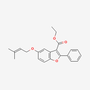 molecular formula C22H22O4 B2548617 Ethyl 5-[(3-methylbut-2-en-1-yl)oxy]-2-phenyl-1-benzofuran-3-carboxylate CAS No. 384361-25-5