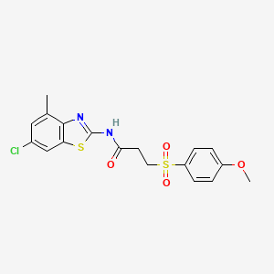 molecular formula C18H17ClN2O4S2 B2548624 N-(6-chloro-4-methyl-1,3-benzothiazol-2-yl)-3-(4-methoxybenzenesulfonyl)propanamide CAS No. 942006-67-9