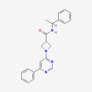 molecular formula C22H22N4O B2548630 N-(1-phenylethyl)-1-(6-phenylpyrimidin-4-yl)azetidine-3-carboxamide CAS No. 2034619-11-7