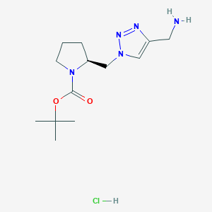 molecular formula C13H24ClN5O2 B2548649 tert-butyl(2S)-2-{[4-(aminomethyl)-1H-1,2,3-triazol-1-yl]methyl}pyrrolidine-1-carboxylatehydrochloride CAS No. 2287237-75-4