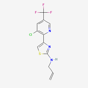 molecular formula C12H9ClF3N3S B2548673 4-[3-chloro-5-(trifluoromethyl)pyridin-2-yl]-N-(prop-2-en-1-yl)-1,3-thiazol-2-amine CAS No. 2062073-84-9