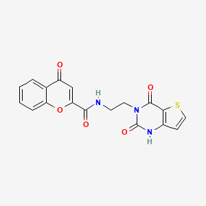 molecular formula C18H13N3O5S B2548675 N-(2-(2,4-dioxo-1,2-dihydrothieno[3,2-d]pyrimidin-3(4H)-yl)ethyl)-4-oxo-4H-chromene-2-carboxamide CAS No. 2034285-43-1