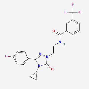 molecular formula C21H18F4N4O2 B2548705 N-{2-[4-cyclopropyl-3-(4-fluorophenyl)-5-oxo-4,5-dihydro-1H-1,2,4-triazol-1-yl]ethyl}-3-(trifluoromethyl)benzamide CAS No. 2319896-31-4