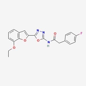 N-(5-(7-ethoxybenzofuran-2-yl)-1,3,4-oxadiazol-2-yl)-2-(4-fluorophenyl)acetamide