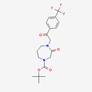 molecular formula C19H23F3N2O4 B2548717 tert-Butyl 3-oxo-4-(2-oxo-2-(4-(trifluoromethyl)phenyl)ethyl)-1,4-diazepane-1-carboxylate CAS No. 1998216-12-8