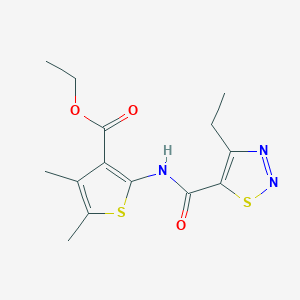 molecular formula C14H17N3O3S2 B2548763 Ethyl 2-(4-ethyl-1,2,3-thiadiazole-5-carboxamido)-4,5-dimethylthiophene-3-carboxylate CAS No. 899731-26-1
