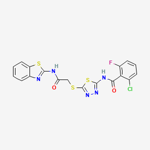 N-(5-((2-(benzo[d]thiazol-2-ylamino)-2-oxoethyl)thio)-1,3,4-thiadiazol-2-yl)-2-chloro-6-fluorobenzamide